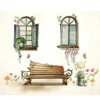 Painted Window and Chair Wall Art Stickers 